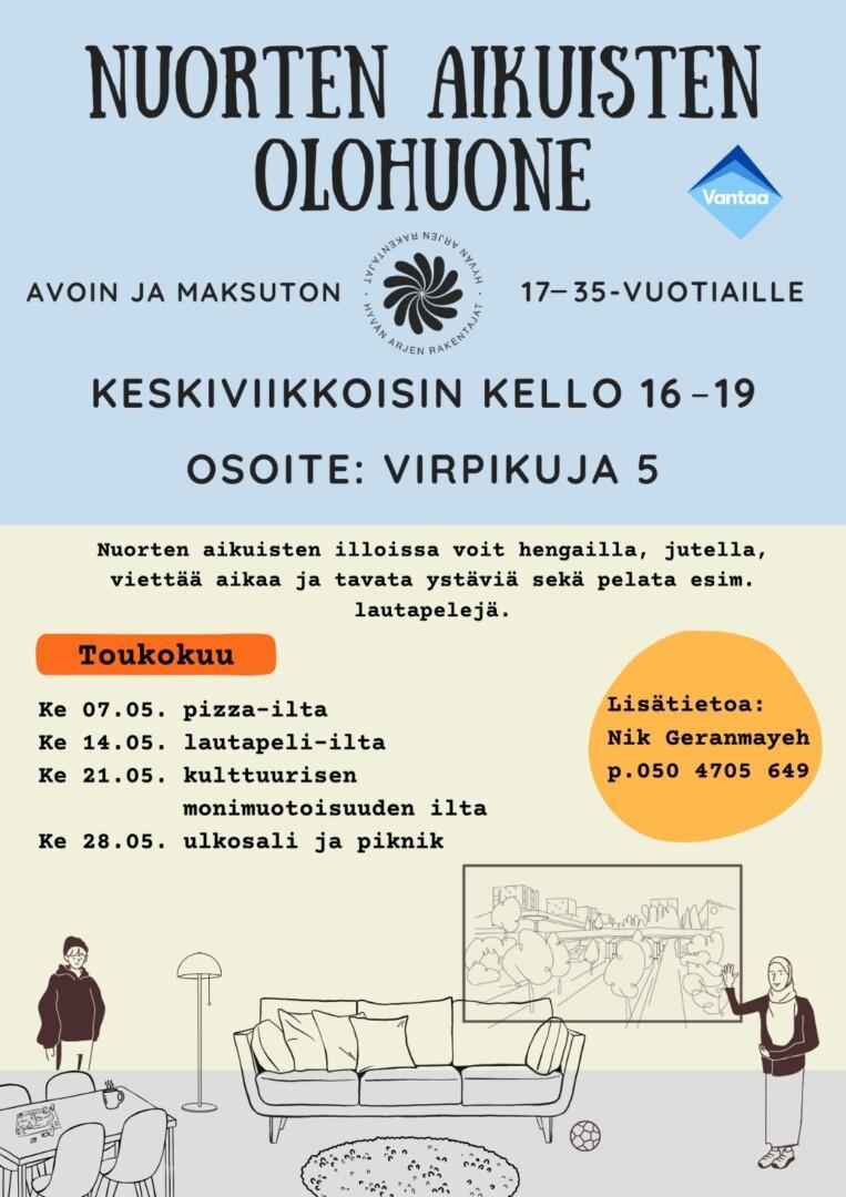 Nuorten aikuisten olohuone.