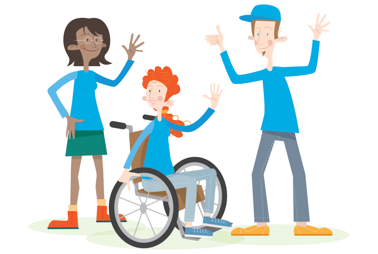 Kolme piirrettyä digikaveria.