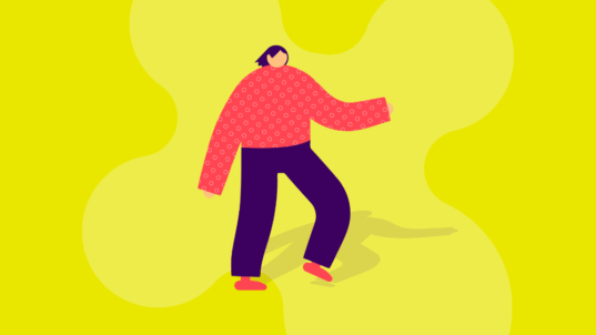 hahmo keltaisella taustalla.