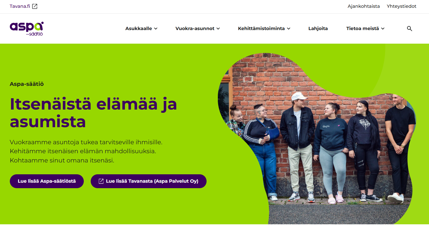 Näyttökuva aspa.fi-etusivusta.